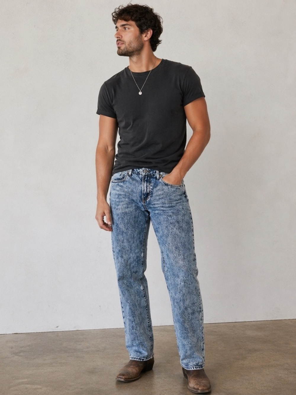 Buffalo David Bitton Ash-X Slim Stretch Jeans Mens 40x32 Acid Wash Denim